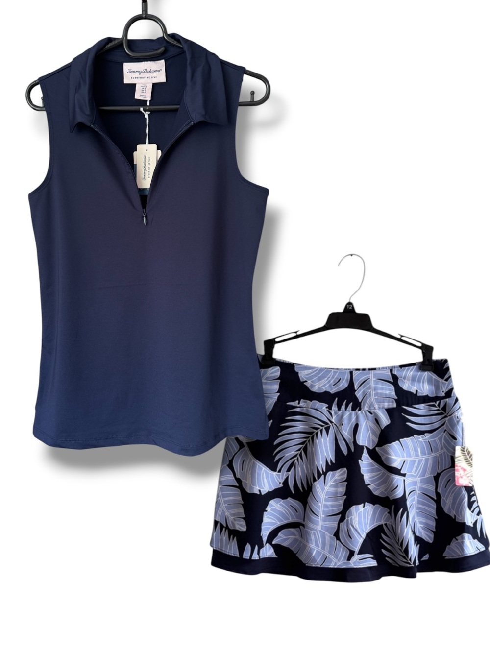 Tommy Bahama Navy Polo Top with Light Blue Leaf Print Skort